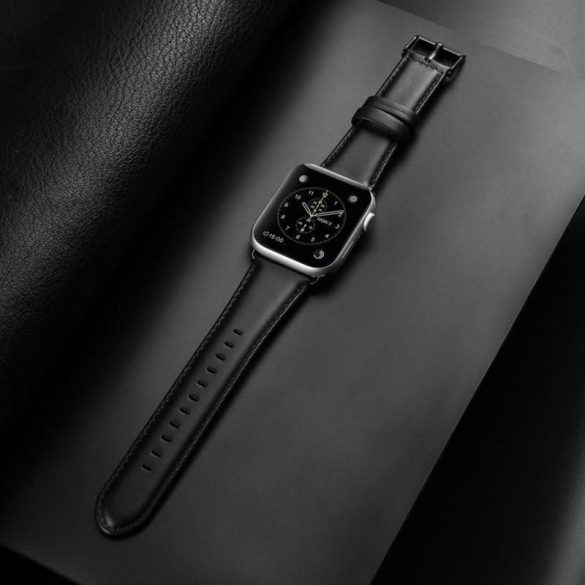 DUX DUCIS YA - curea din piele naturala pentru Apple Watch 38/40/41mm neagra