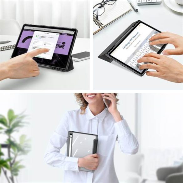 DUX DUCIS Toby - Husă inteligentă cu spațiu de depozitare pentru creioane pentru Samsung Tab S9 negru