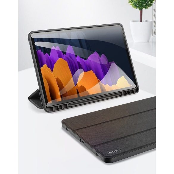 DUX DUCIS Domo - Husă trifold cu spațiu de depozitare pentru creioane pentru Samsung Tab S8 (X700/X706)/S7 (T870/T875/T876B) negru