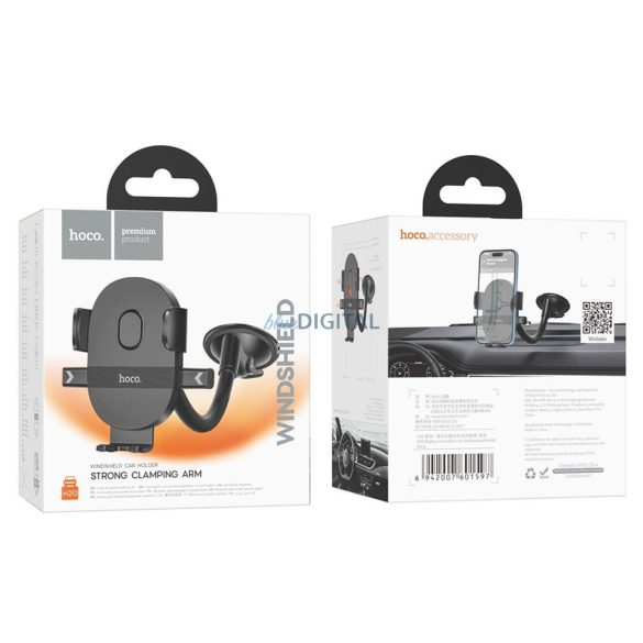 Suport telefon auto HOCO pentru fereastră / consola centrală Mighty H20 negru