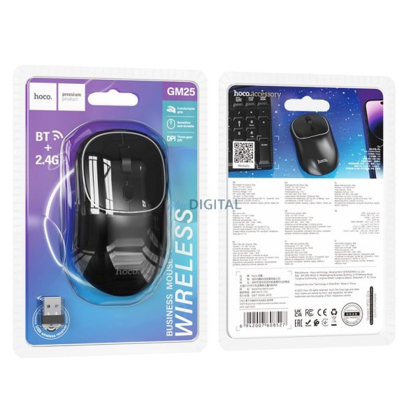 Hoco GM25 mouse wireless 2.4G 1600 dpi - negru