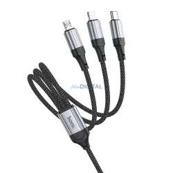   Hoco X102 Cablu USB-A - Type-C/Lightning/micro USB 2.4A 1m - negru