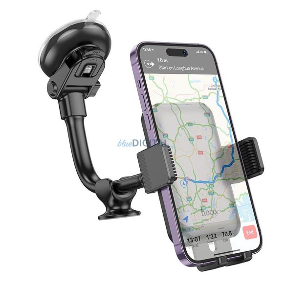 Suport telefon auto HOCO pentru fereastră / consola centrală Rock H27 negru