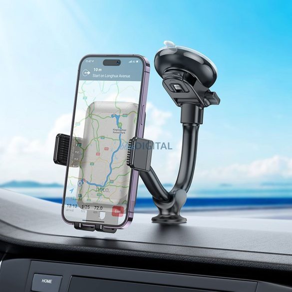 Suport telefon auto HOCO pentru fereastră / consola centrală Rock H27 negru