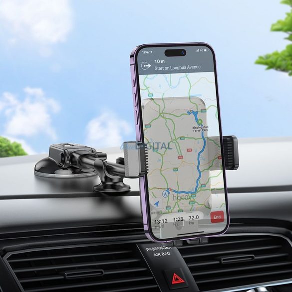 Suport telefon auto HOCO pentru fereastră / consola centrală Rock H27 negru