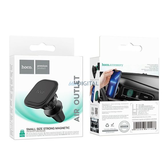 Suport auto HOCO pentru telefon la aerisire magnetic H29 negru