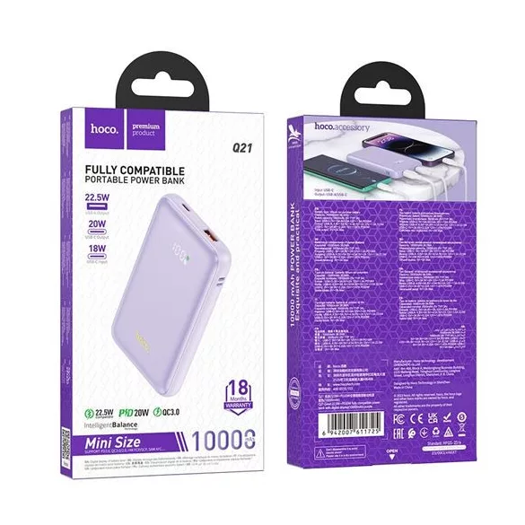 Power Bank HOCO 10 000mAh PD 22,5W Q21 violet