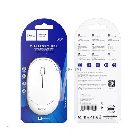 Mouse fără fir Hoco 2,4G DI04 alb
