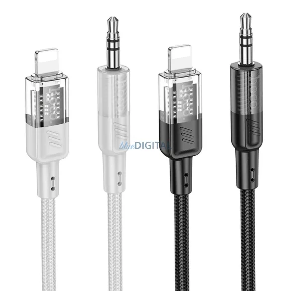HOCO cablu AUX Audio Jack 3,5mm și Lightninng 8-pin UPA27 1,2m negru