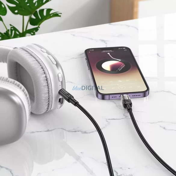 HOCO cablu AUX Audio Jack 3,5mm și Lightninng 8-pin UPA27 1,2m negru