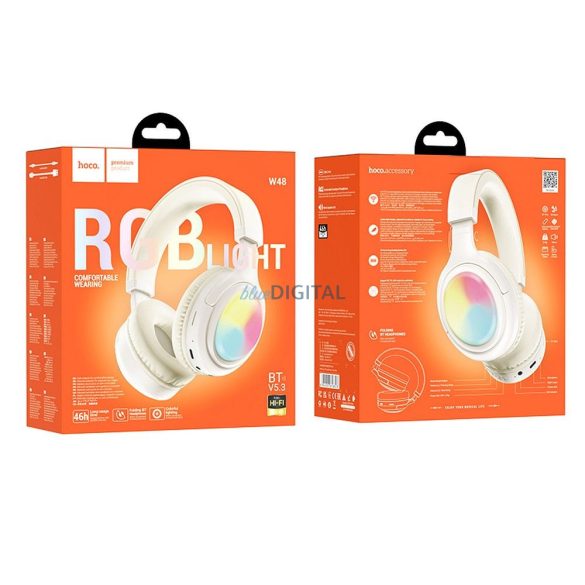 Căști wireless HOCO bluetooth W48 alb lapte