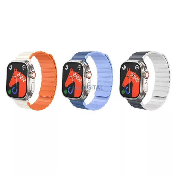 Curea magnetică din silicon HOCO pentru Apple Watch 42 / 44 / 45 / 49 mm AS102 starlight cu portocaliu