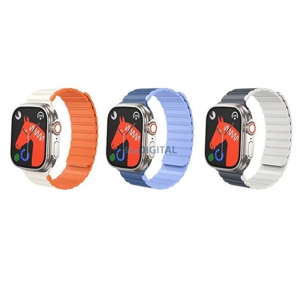 Curea magnetică din silicon HOCO pentru Apple Watch 42 / 44 / 45 / 49 mm AS102 starlight cu portocaliu