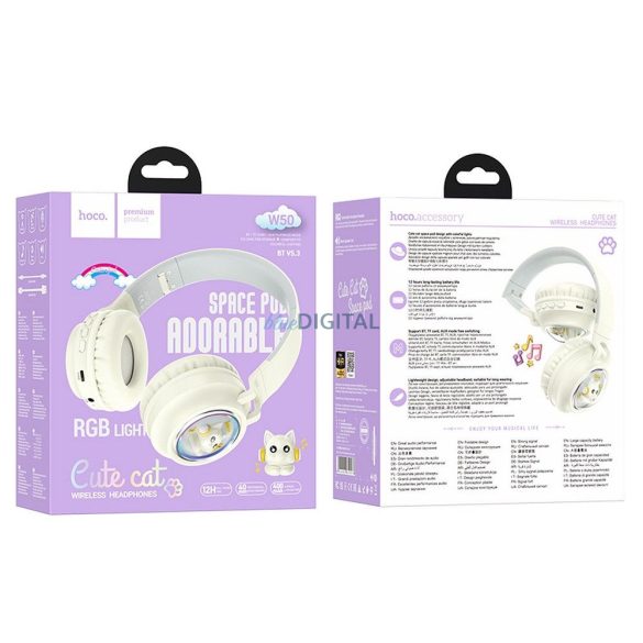 Căști wireless HOCO W50 alb lapte