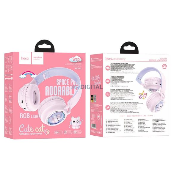 Căști wireless HOCO W50 roz
