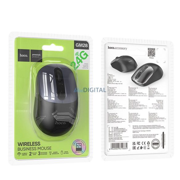 Mouse fără fir HOCO 2.4G GM28 negru metal gri