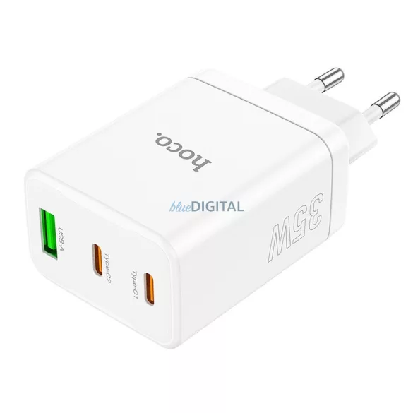 Incarcator HOCO 2 x Tip C + USB A QC PD 35W N33 alb