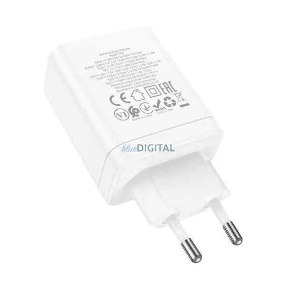 Incarcator HOCO 2 x Tip C + USB A QC PD 35W N33 alb