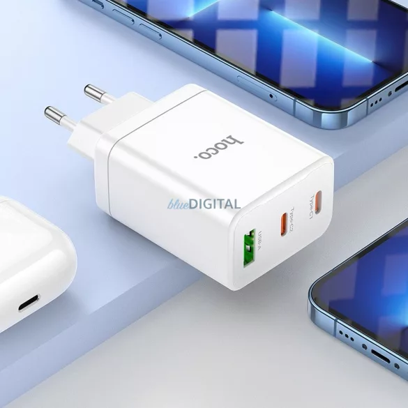 Incarcator HOCO 2 x tip C + USB A + cablu tip C la Lightning QC PD 35W N33 alb