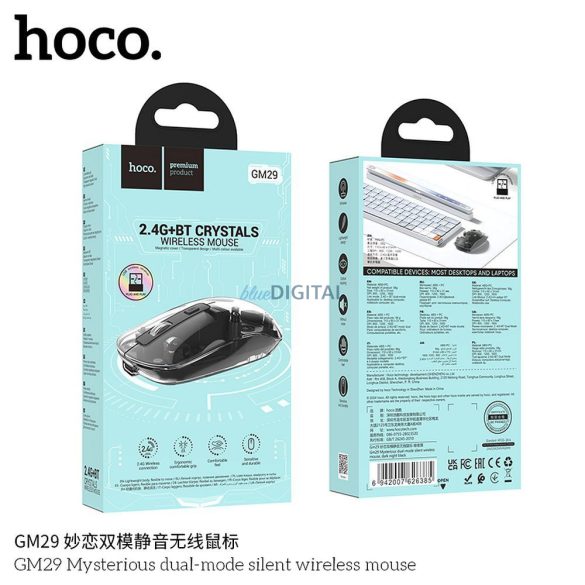 HOCO Computer Mouse fără fir 2.4G 1600 dpi GM29 întuneric negru