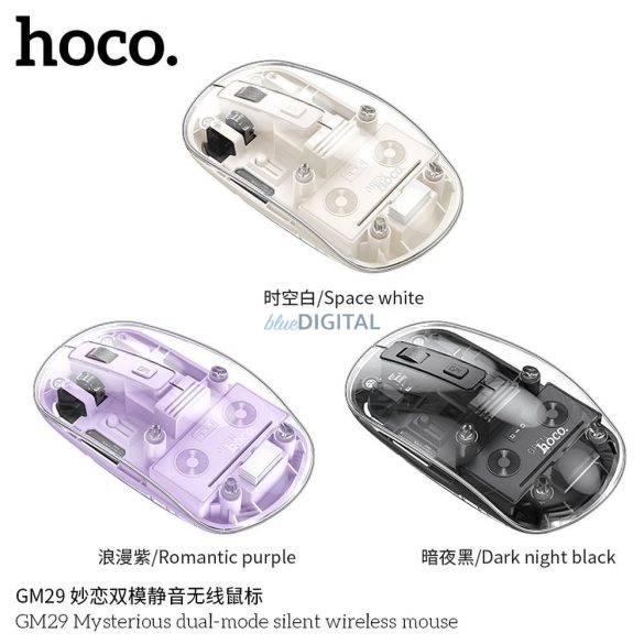 HOCO Mouse fără fir pentru calculator 2.4G 1600 dpi GM29 violet romantic