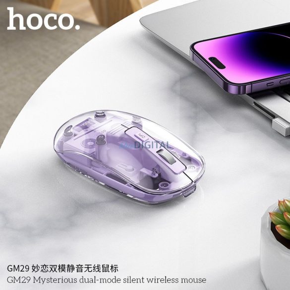 HOCO Mouse fără fir pentru calculator 2.4G 1600 dpi GM29 violet romantic