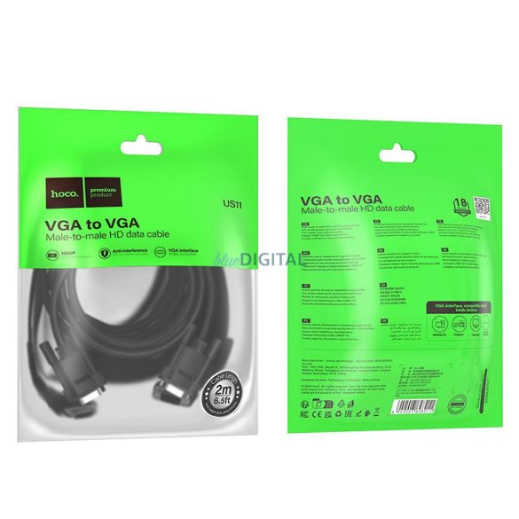 HOCO US12 Cablu HDMI - VGA HD 1080p 2m - negru