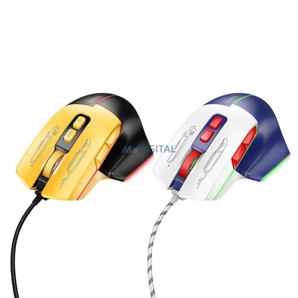 HOCO gaming wire USB A mouse pentru calculator 3600DPI negru galben