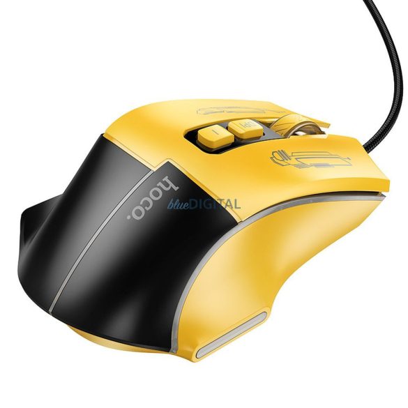 HOCO gaming wire USB A mouse pentru calculator 3600DPI negru galben