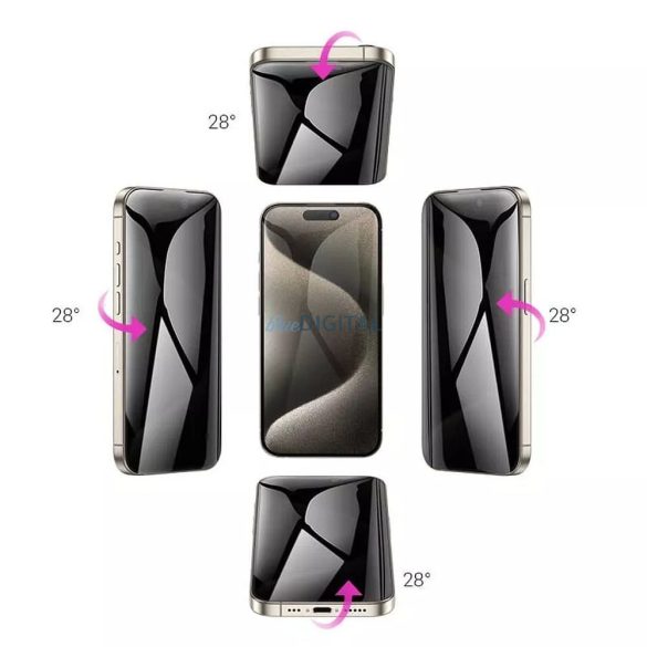 Hoco 360 Protecție de confidențialitate din sticlă temperată pentru iPhone 15