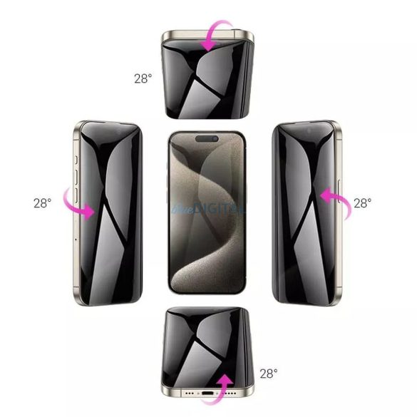 Hoco 360 Protecție de confidențialitate din sticlă temperată pentru iPhone 15 Plus