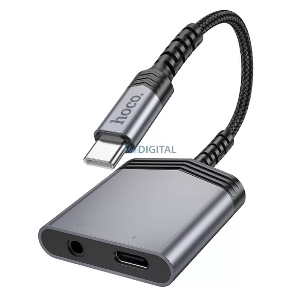 Hoco LS39 Adaptor Type-C - Type-C/3.5mm jack 27W 0.15cm - gri