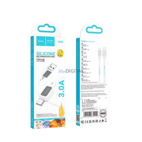 Hoco X108 Cablu USB-A - Type-C 3A 1m - alb