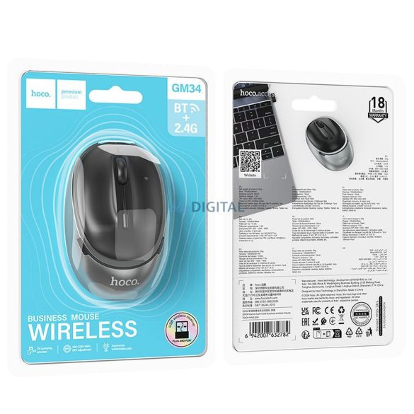 Hoco GM34 mouse wireless 2.4G 1600 dpi - gri