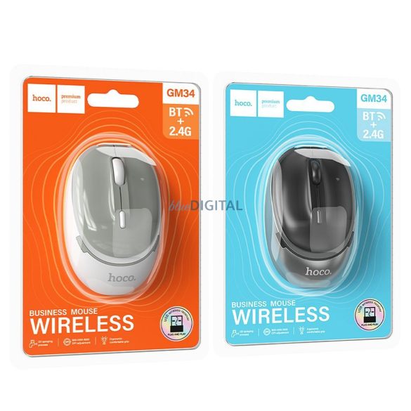 Hoco GM34 mouse wireless 2.4G 1600 dpi - alb-gri