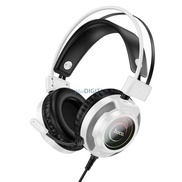 Căști cu fir Hoco W110 cu microfon, USB-A - jack de 3,5 mm - alb