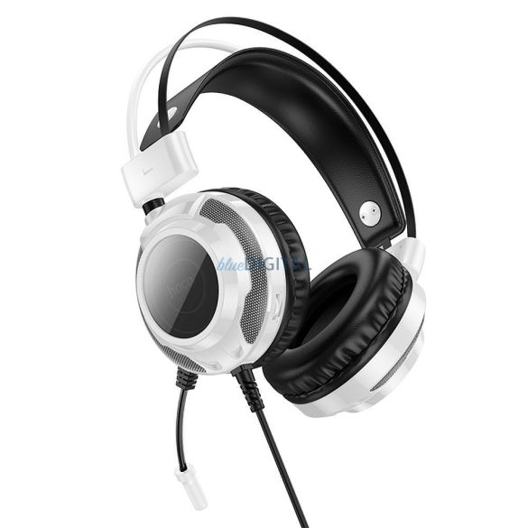 Căști cu fir Hoco W110 cu microfon, USB-A - jack de 3,5 mm - alb