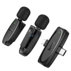   HOCO 2 x microfon lavalier fără fir Lightning / Tip C L15 negru