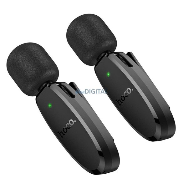 HOCO 2 x microfon lavalier fără fir Lightning / Tip C L15 negru