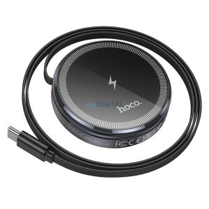 HOCO Încărcător wireless cu cablu retractabil tip C compatibil cu MagSafe și APPLE Watch 15W CQ18 gri metalic