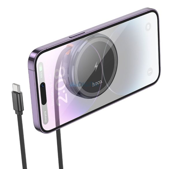 HOCO Încărcător wireless cu cablu retractabil tip C compatibil cu MagSafe și APPLE Watch 15W CQ18 gri metalic