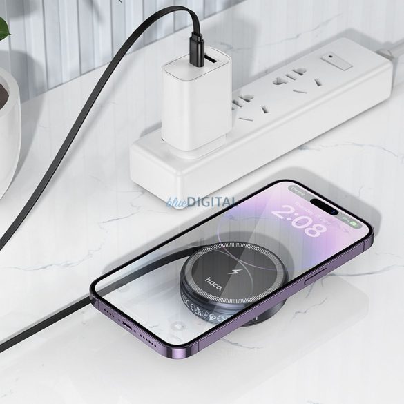 HOCO Încărcător wireless cu cablu retractabil tip C compatibil cu MagSafe și APPLE Watch 15W CQ18 gri metalic