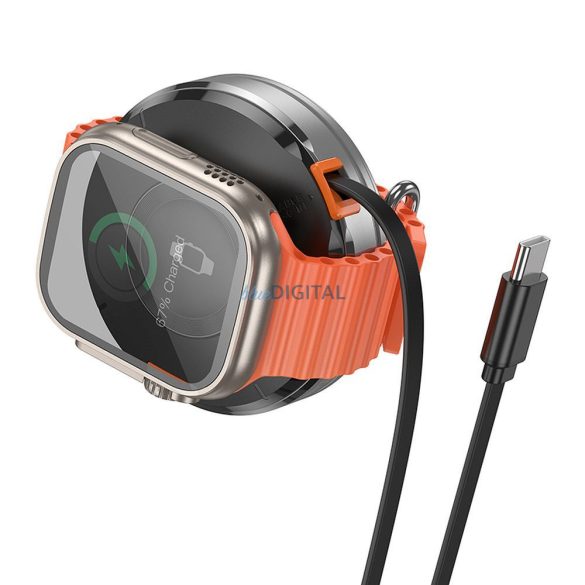 HOCO Încărcător wireless cu cablu retractabil tip C compatibil cu MagSafe și APPLE Watch 15W CQ18 argintiu