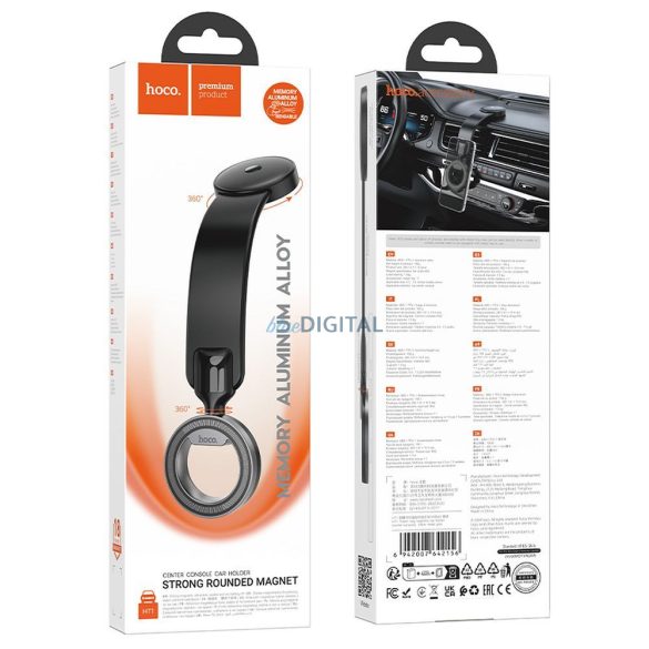 Suport magnetic Hoco H71 pentru bordul mașinii - negru-gri metalic