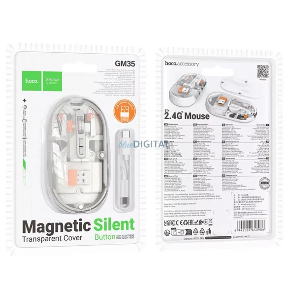 HOCO computer mouse-ul wireless dual-mode SILENT 2.4G 1600 dpi GM35 alb