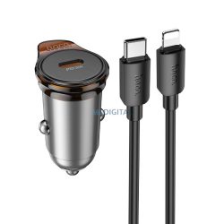   HOCO Încărcător auto tip C + cablu Tip C Lightning PD QC 30W NZ16 gri metalic