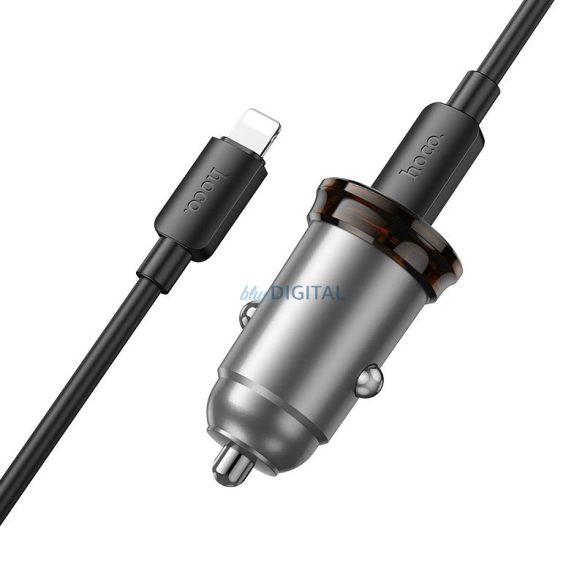 HOCO Încărcător auto tip C + cablu Tip C Lightning PD QC 30W NZ16 gri metalic
