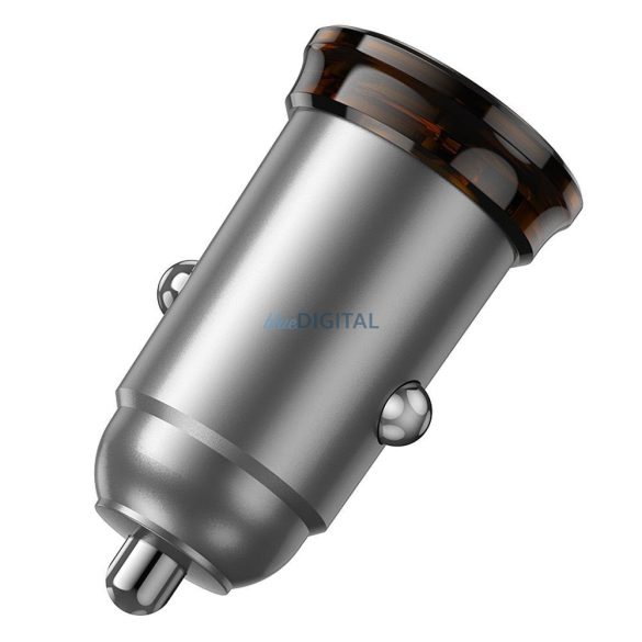 Hoco NZ16A încărcător auto cu 1xUSB-A și 1xUSB-C conexiune 43W QC3.0 - gri metalic