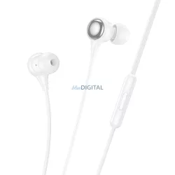   Căști cu fir Hoco M116 cu microfon și mufă de 3,5 mm - alb