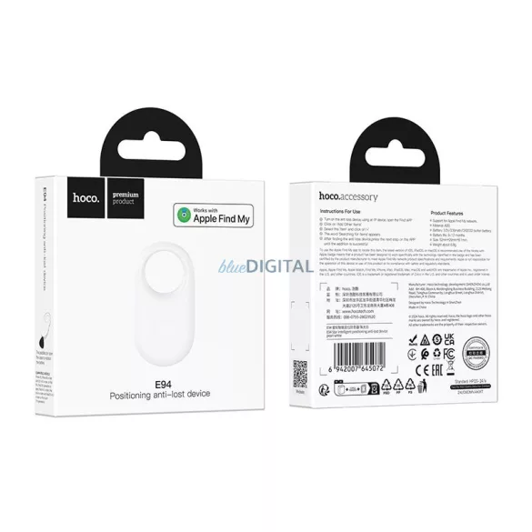 Localizator inteligent HOCO dispozitiv anti-pierdere E94 alb perlat